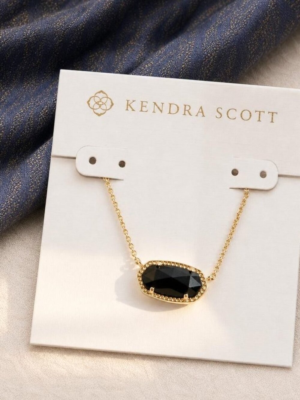 Kendra Scott Elisa Gold Black Pendant Necklace